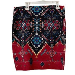 Navaho print body con mini skirt